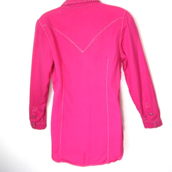 Ryan Michael Pink Women Size M Long Sleeve Snap Button Silk Shirt Top Western - Picture 5 of 14